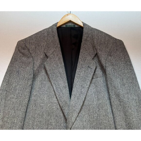 Hil & Archer Mens Wool Herringbone Blazer Coat Jacket 44R Gray Formal Classic - Picture 5 of 13